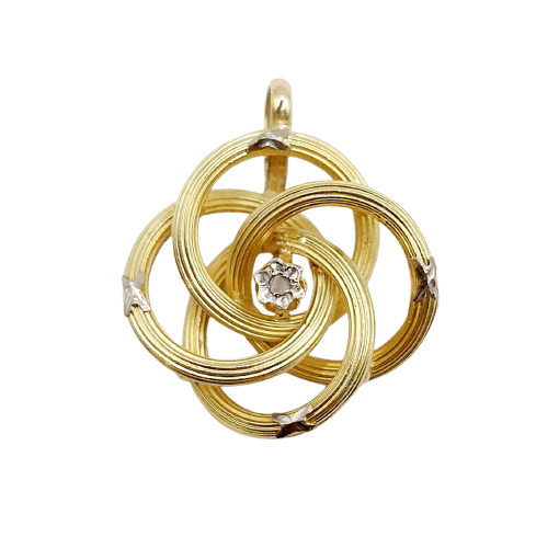 Pendentif Pendentif infini Art nouveau en or 18K et diamant taille rose 58 Facettes A07730