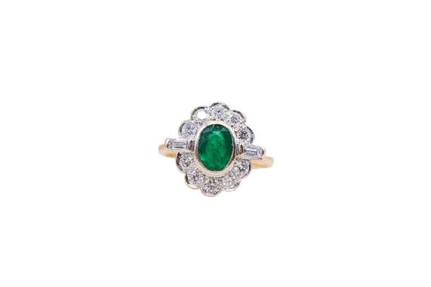 Marguerite Emeraude & Diamants baguettes