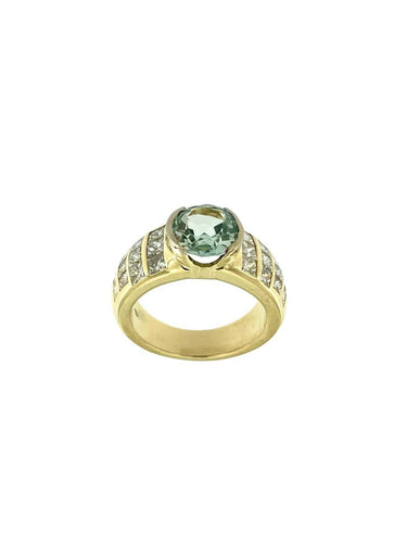 Bague 54 Bague rétro italienne en or jaune, péridot et diamants 58 Facettes A1967D
