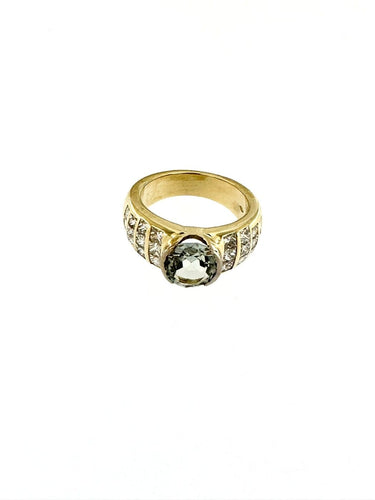 Bague 54 Bague rétro italienne en or jaune, péridot et diamants 58 Facettes A1967D