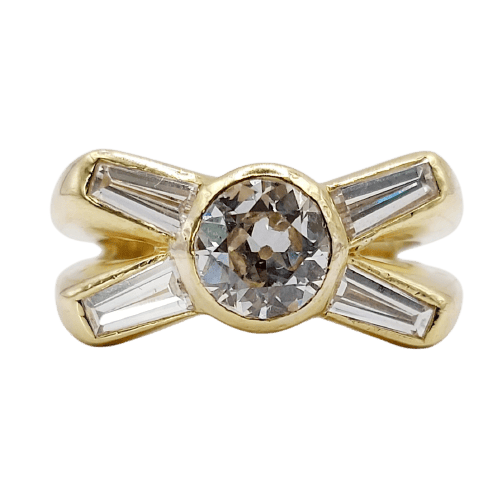 Bague 51 Bague rétro en or 18K et diamants 58 Facettes A07723