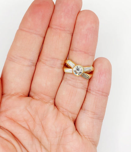 Bague 51 Bague rétro en or 18K et diamants 58 Facettes A07723