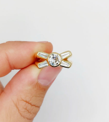 Bague 51 Bague rétro en or 18K et diamants 58 Facettes A07723