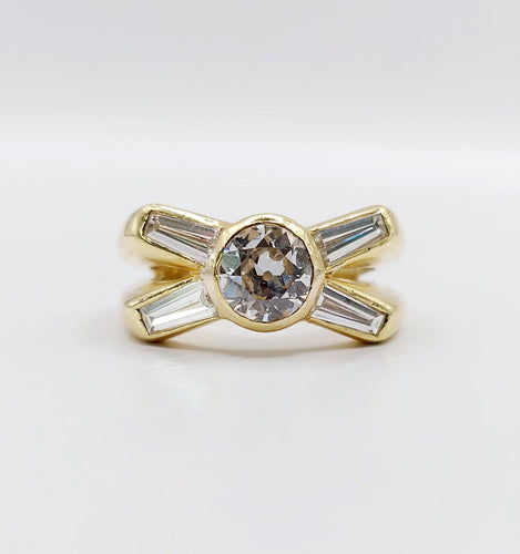 Bague 51 Bague rétro en or 18K et diamants 58 Facettes A07723
