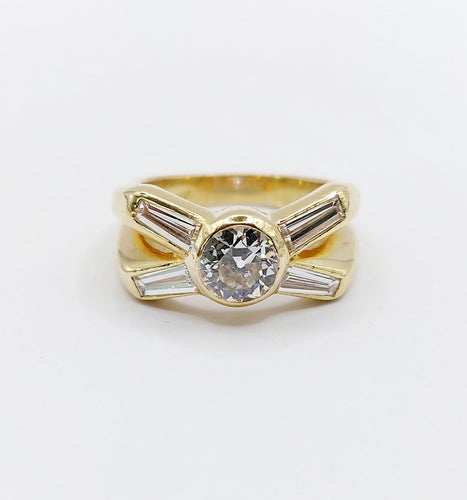 Bague 51 Bague rétro en or 18K et diamants 58 Facettes A07723