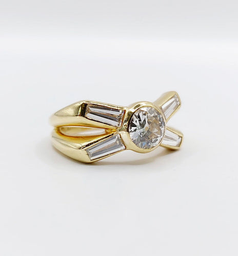 Bague 51 Bague rétro en or 18K et diamants 58 Facettes A07723