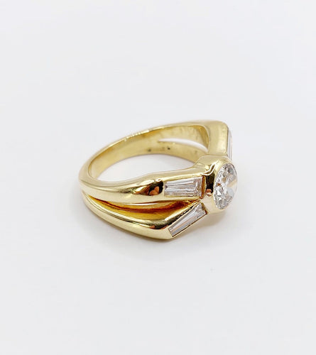 Bague 51 Bague rétro en or 18K et diamants 58 Facettes A07723