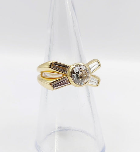 Bague 51 Bague rétro en or 18K et diamants 58 Facettes A07723