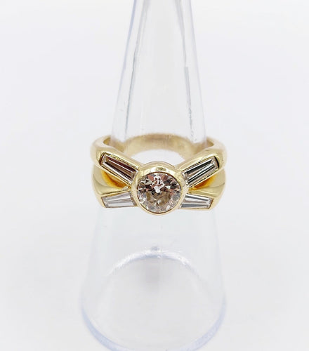 Bague 51 Bague rétro en or 18K et diamants 58 Facettes A07723