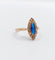 Bague 48.5 Bague marquise victorienne en or rose, pierre bleue et perles 58 Facettes A07715