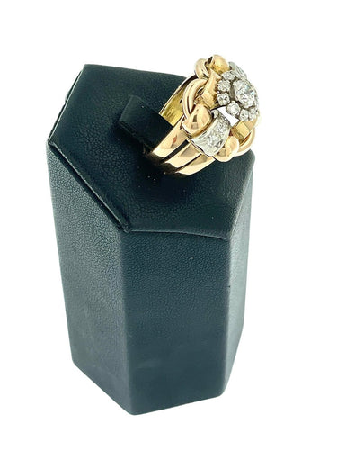 Bague 56 Bague cocktail Art déco en or blanc et rose avec diamants 58 Facettes A1998D