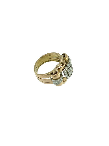 Bague 56 Bague cocktail Art déco en or blanc et rose avec diamants 58 Facettes A1998D