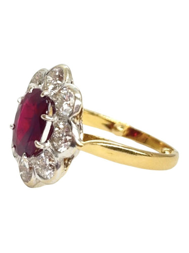 Bague 50 Bague en or jaune avec rubis 1,79 ct et diamants 58 Facettes 2274