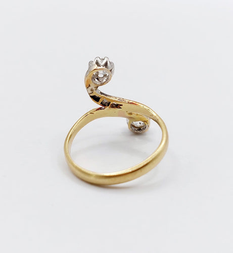 Bague 49 Bague toi et moi en or 18k et diamants taille ancienne 58 Facettes A07711