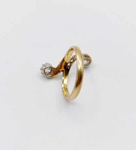 Bague 49 Bague toi et moi en or 18k et diamants taille ancienne 58 Facettes A07711