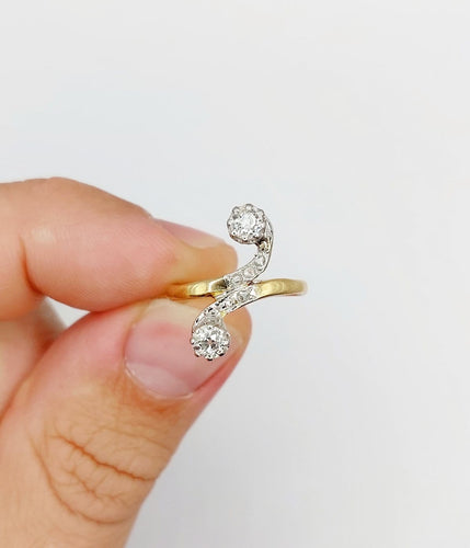 Bague 49 Bague toi et moi en or 18k et diamants taille ancienne 58 Facettes A07711