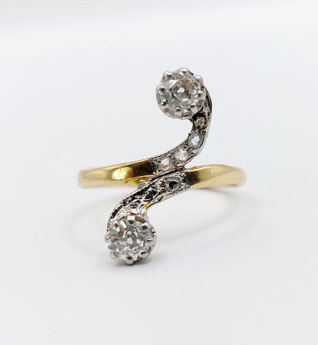 Bague 49 Bague toi et moi en or 18k et diamants taille ancienne 58 Facettes A07711