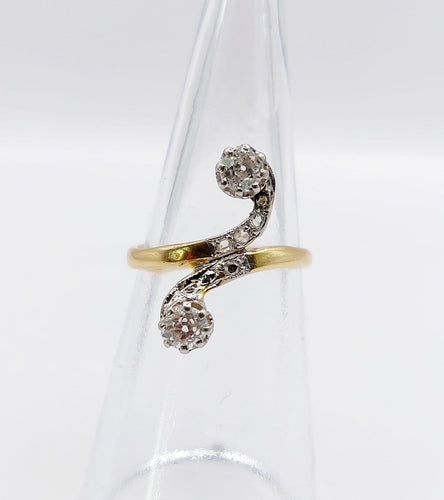 Bague 49 Bague toi et moi en or 18k et diamants taille ancienne 58 Facettes A07711