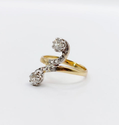 Bague 49 Bague toi et moi en or 18k et diamants taille ancienne 58 Facettes A07711