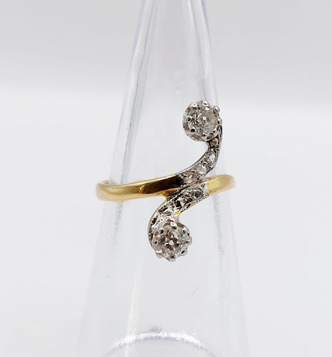 Bague 49 Bague toi et moi en or 18k et diamants taille ancienne 58 Facettes A07711