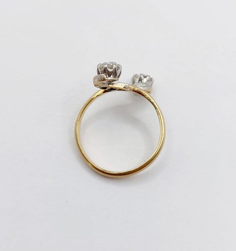 Bague 49 Bague toi et moi en or 18k et diamants taille ancienne 58 Facettes A07711