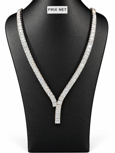 Collier Collier rivière en or blanc et diamants taille princesse 58 Facettes Pp