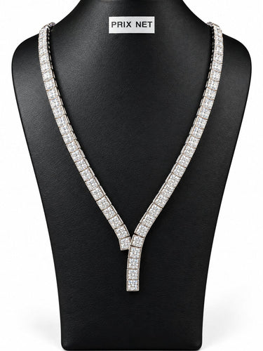 Collier Collier rivière en or blanc et diamants taille princesse 58 Facettes Pp