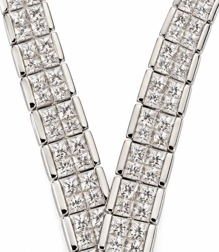 Collier Collier rivière en or blanc et diamants taille princesse 58 Facettes Pp
