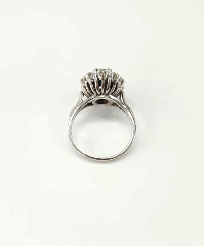 Bague 50 Bague marguerite en or blanc, saphir et diamants 58 Facettes BAG.MARGT.S-2452.3