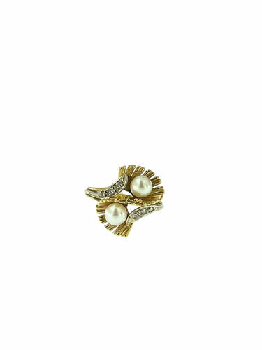 Bague 56 Bague vintage italienne en or 18 carats, perles et diamants 58 Facettes A2000D