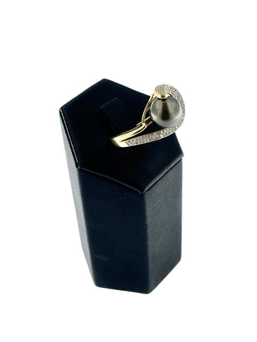 Bague 56 Bague cocktail en or 18 carats, perle noire et diamants 58 Facettes A2001D