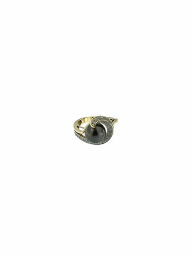 Bague 56 Bague cocktail en or 18 carats, perle noire et diamants 58 Facettes A2001D