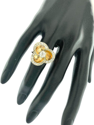 Bague 54 Bague cocktail italienne Art déco en or rose et blanc avec diamants 58 Facettes A2002D