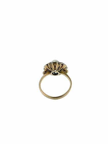 Bague 52 Bague Art déco italienne en platine et or avec perles et diamants 58 Facettes A2003D