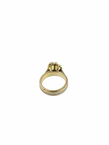 Bague 54 Bague solitaire rétro en or blanc et jaune avec perle 58 Facettes A2014D