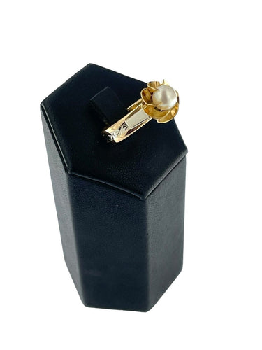 Bague 54 Bague solitaire rétro en or blanc et jaune avec perle 58 Facettes A2014D