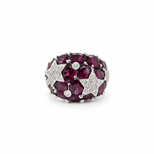 Bague 53 Bague dôme étoiles en or blanc, tourmalines et diamants 58 Facettes 1.0000613/1