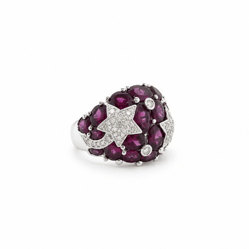 Bague 53 Bague dôme étoiles en or blanc, tourmalines et diamants 58 Facettes 1.0000613/1