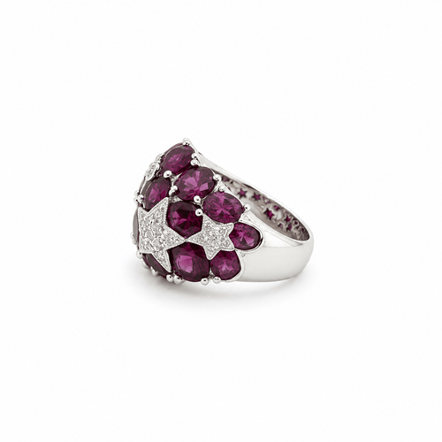 Bague 53 Bague dôme étoiles en or blanc, tourmalines et diamants 58 Facettes 1.0000613/1