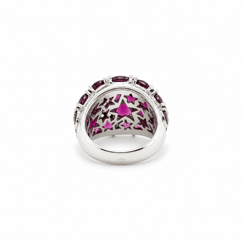 Bague 53 Bague dôme étoiles en or blanc, tourmalines et diamants 58 Facettes 1.0000613/1
