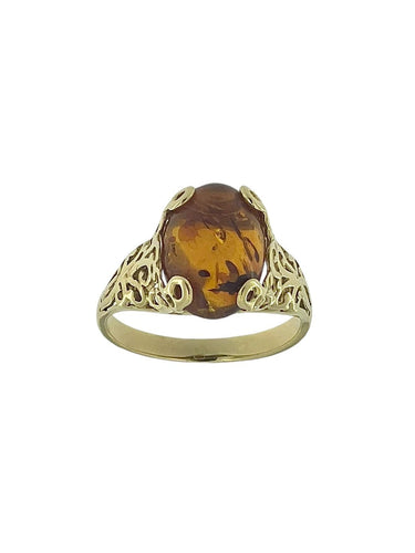 Bague 60 Bague vintage en or jaune et ambre 58 Facettes A2023D