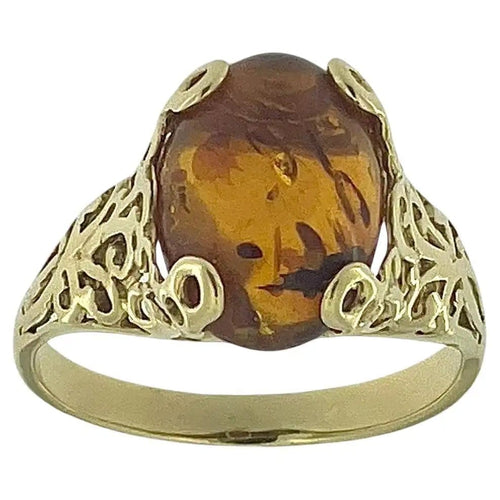 Bague 60 Bague vintage en or jaune et ambre 58 Facettes A2023D