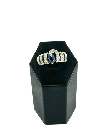 Bague 53 Bague rétro italienne en or blanc, saphir et diamants 58 Facettes A2026D