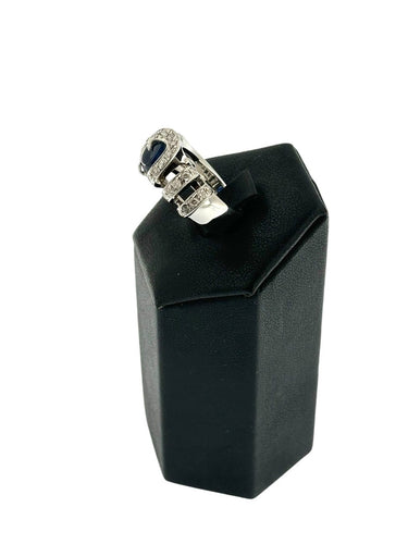 Bague 53 Bague rétro italienne en or blanc, saphir et diamants 58 Facettes A2026D
