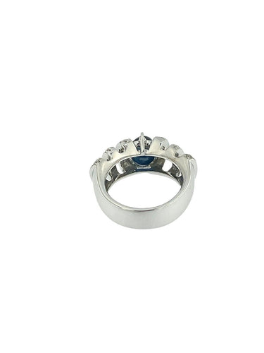 Bague 53 Bague rétro italienne en or blanc, saphir et diamants 58 Facettes A2026D