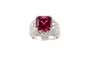 Bague 58 Bague tourmaline rubellite taille Asscher en platine et diamants 58 Facettes 269394
