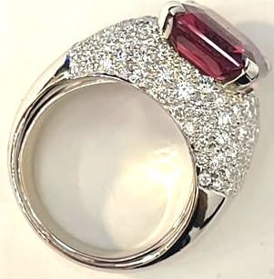 Bague 58 Bague tourmaline rubellite taille Asscher en platine et diamants 58 Facettes 269394