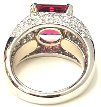 Bague 58 Bague tourmaline rubellite taille Asscher en platine et diamants 58 Facettes 269394