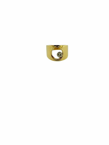 Bague 56 Bague en or jaune italien avec diamant naturel 58 Facettes A2064D