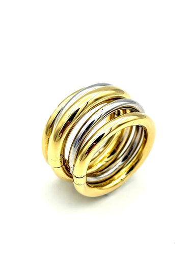 Bague 53 Pomellato Tubolare - Bague en or jaune et blanc 18K 58 Facettes POMELLATO BG 1046